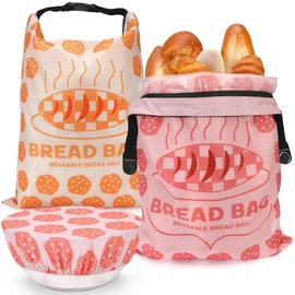 Revahope 2 Pack Reusable Bread Bags for Homemade Bread, 17"×13" Sourdough Bread Storage Bags with Bowl Cover - Keep Loaf Fresh and Easy to Wash(Cookie Style)