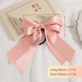 Yougeigy 6PCS Bow Hair Ties, Satin Hair Ribbon, Ribbon Hair Bows for Women Girls, Elastics Hair Scrunchies for Thick Thin Hair, Bows Hair Accessories with Long Tail