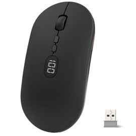 Kabellose Maus Leichte Kabellose Maus mit Akku-Display 2.4G Ultra Slim Leise Funkmaus Wireless Laptop Mouse mit Nano Empfänger Kabellose Ergonomische Maus 1600DPI Für PC/Window/Macbook/Linux - Schwarz