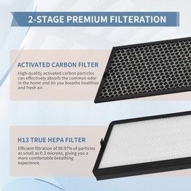 Zouhwaso PU4020 replacement filters Compatible with Rowenta Intense Pu-re Air PU4020 Air Puri-fier Model PU4020F1 PU4010 PU4015 PU4025, 2x XD6074 H13 HEPA and 2x XD6065 Acti-vated Car-bon Filter