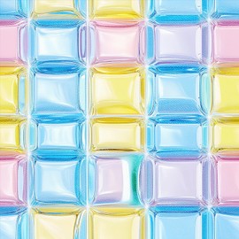 HOMETITUTE 10PCS 12x12 Inch Macaron Pastel Yellow Pink Blue Glass Look Flat Floor Tiles Peel and Stick Removable Self Adhesive DIY Vinyl Flooring Stickers for Kitchen Bathroom Living Room Home Decor