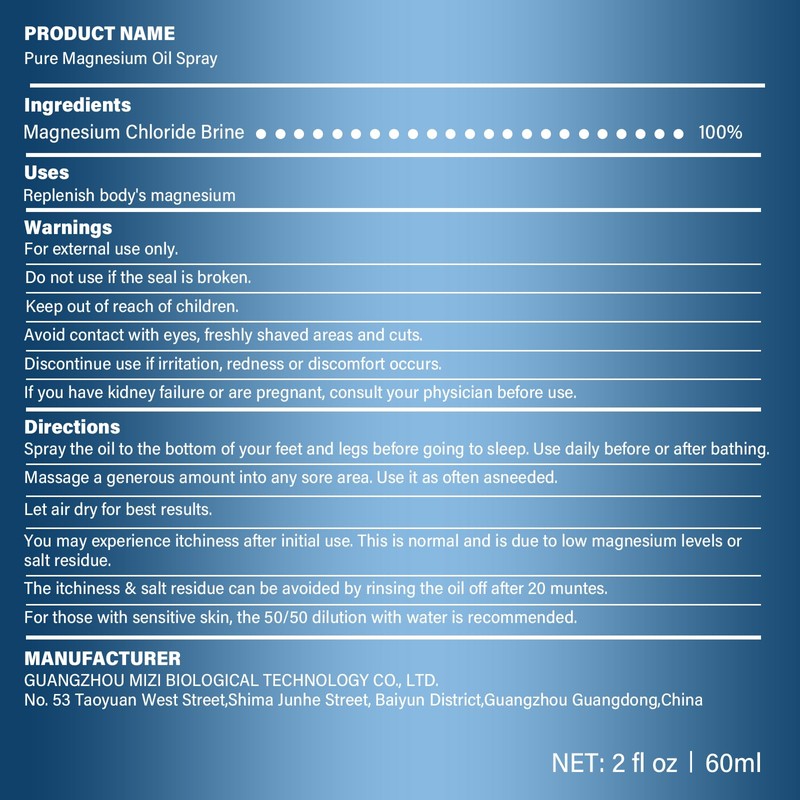 CtoCone Pure Magnesium Oil Spray, Spray, Oil for Feet, Magnesium
