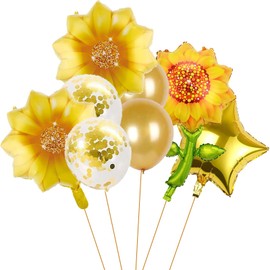 DIADARL Sunflower Birthday Balloons Aluminum Foil Sunflower Shaped Mylar Balloons Sunflower Birthday Party Decorations, Sunflower Decorations for Baby Shower Wedding Birthday Party Supplies