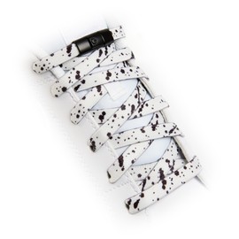 TEEZY No Tie Shoe Laces for Trainers | Premium Thin Elastic Weave & Quick Lock Buckle | Flat Elastic laces For Adults & Kids | Elastic Shoelaces Black White Laces No Tie | SPLASH (White/Black)