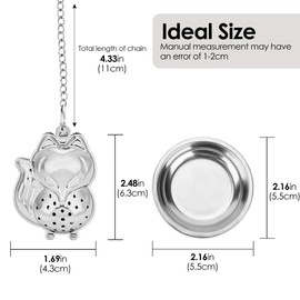 TOCCOOL 2PCS Fox Tea Infuser Set - Stainless Steel Mesh Animal-Shaped Strainer for Loose Leaf Tea, for Mugs, Teapots, Water Cups (Silver)
