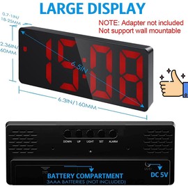 Ankilo (New Version Digital Alarm Clock, LED Clock for Bedroom, Electronic Desktop with Temperature Display, Adjustable Brightness, Voice Control, 12/24H Display Heavy Sleepers