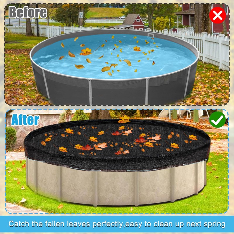Hlimior 26.2 Ft Leaf Net Pool Covers for 24Ft Round