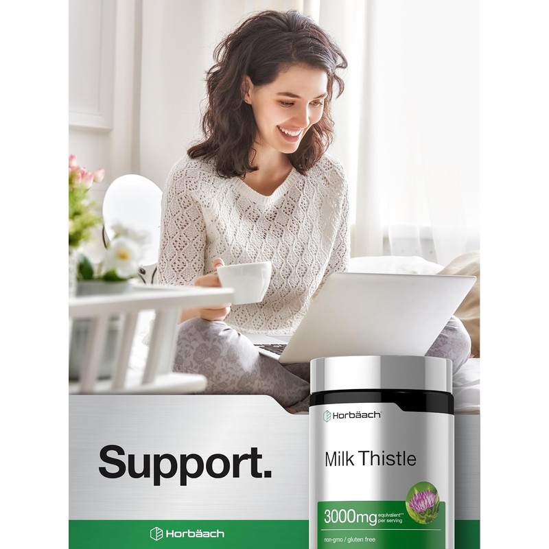 Horbäach Milk Thistle Supplement | 3000mg | 300 Capsules |