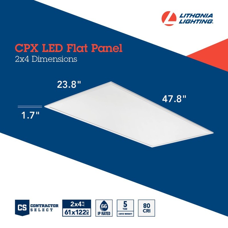 Lithonia Lighting CPX 2x4 LED Flat Panel Light, 2 Ft.