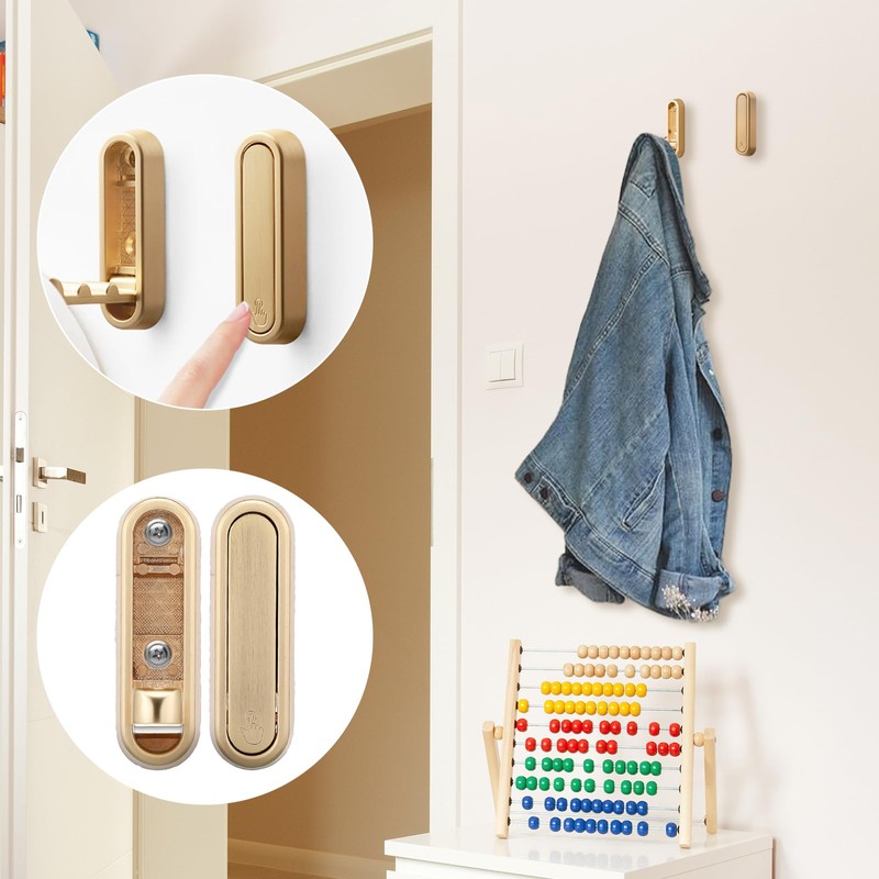 Carreneu Foldable Coat Hook, 90° Wall-Mounted Coat Hook, Foldable, Invisible