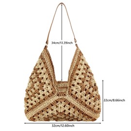 Ovida Straw Beach Bag for Women Straw Hobo Bag Summer Straw Woven Tote Bag Large Straw Shoulder Handbags