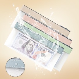 4 Pieces Money Pouch, Cash Envelopes for Budgeting, 7.2 x 3.9 inch Clear Money Bag with Zipper, Bank Deposit Bags, Coin Bag for Collectors, Multi-Purpose Check Wallet