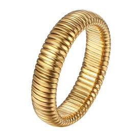Flongo Womens Stretch Chunky Ring: Hypoallergenic Gold Plated Rings Elastic Ring Women Christmas Valentine's Day Gifts 9