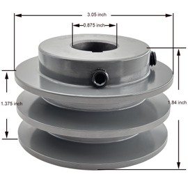 Saelno 2AK30-7/8 Double Groove V Belt Pulley 7/8 inch Bore 3.05" OD,V Belt Sheave Cast Iron for A AX 3L 4L V-Belts,2AK3078 Pulley