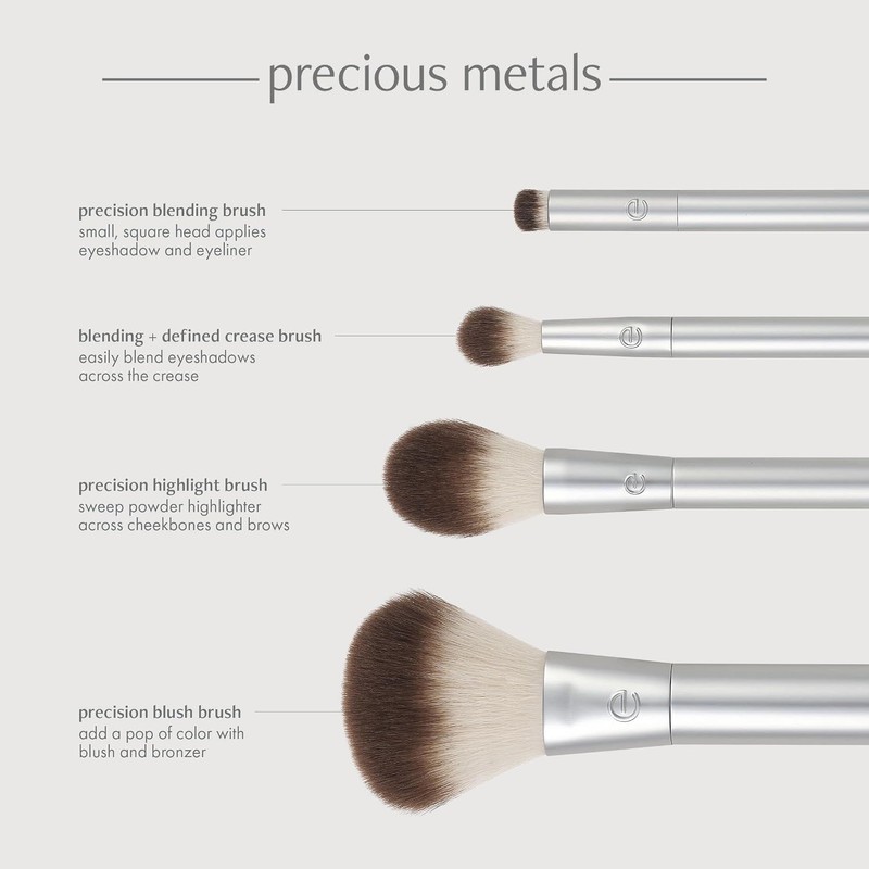ECOTOOLS, Precious Metals Cheek + Eye Highlight Brush Set, Kit