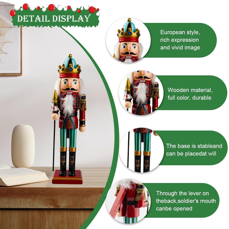 Szhhrxi 2024 Nutcracker Figure, 2 Large Wooden Nutcracker Christmas Figures,