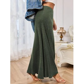 Adigaber Women's Skirt, Long Elastic Strertchy High Waist Maxi Yoga Skirt, Army Green, XL