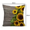 Tomda Sunflower on The Wooden Burlap Cushion Cover Throw Pillow
