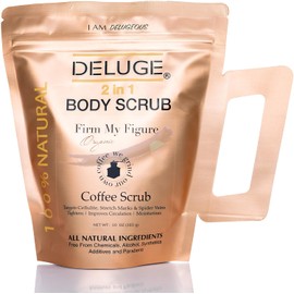 DELUGE Exfoliante Corporal de Café Orgánico, Tensa, Tona, Reduce Celulitis 100% Natural 10 oz por DELUGE