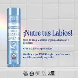 Dr. Bronner's Bálsamo labial orgánico nutritivo y protector, fórmula natural - Sin Aroma, 4 g (6 Pack)
