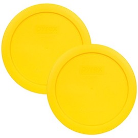 Pyrex Bundle - 2 Items: 7201-PC 4-Cup Meyer Lemon Yellow Plastic Food Storage Lids