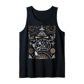 Cat Luna Moth Moon Phases Dark Academia Aesthetic Occult Tank Top