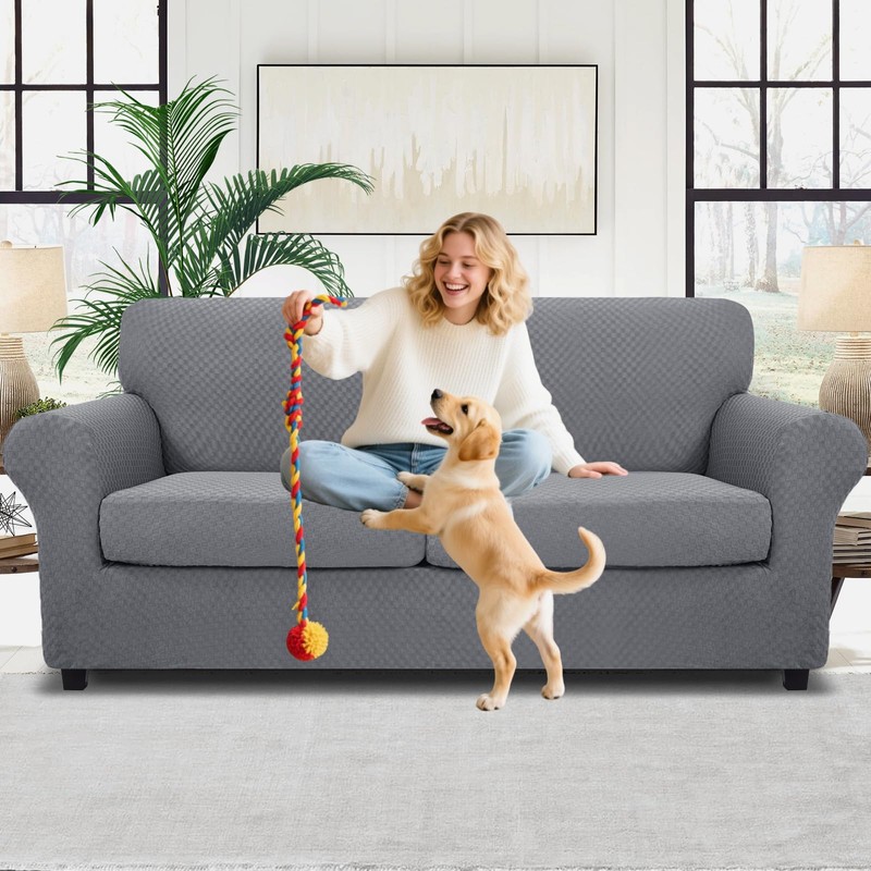 MAXIJIN 3 Piece Stretch Couch Covers for 2 Cushion Couch