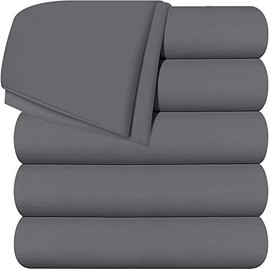 Utopia Bedding Flat Sheets - Pack of 6 - Soft Brushed Microfiber Fabric - Shrinkage & Fade Resistant Top Sheet - Easy Care (Queen, Grey)