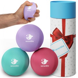 Serenilite Stress Balls for Adults, Hand Therapy Exercise, 6.0cm Stress Ball Bundle, Squeeze Balls for Hand Therapy, Hand Grip Strengthener, Soft, Medium & Hard (Light Blue, Light Purple & Light Red)