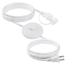 6FT 2 Prong Extension Cord with Foot Switch - White On Off Switch Polarized Extension Cord with Cover 13A/125V USA Outlet Saver Power Cord SPT-2 16AWG for Desktop Lamp,Charger,Power Adapter