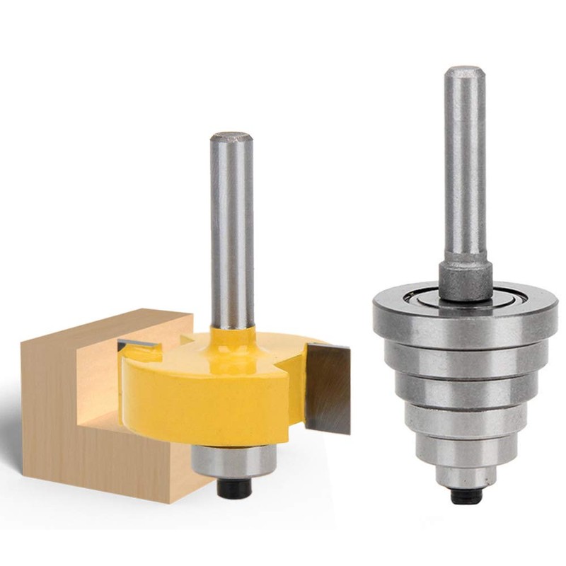 Mesee 1/4 Inch Shank Rabbeting Router Bit with 6 Bearings