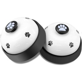 Dog Training Bell, Set of 2 Dog Puppy Pet Potty Training Bells, Dog Cat Door Bell Tell Bell with Non-Skid Rubber Base (White, One Size)