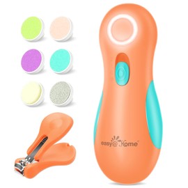 Easy@Home Electric Nail File Baby: Nail Scissors, Nail Trimmer, Nail Cutting for Newborns, Nail Care Set for Children, Low Noise Nail Grinder, Fingernail Cutter, Gift for Infants, Orange