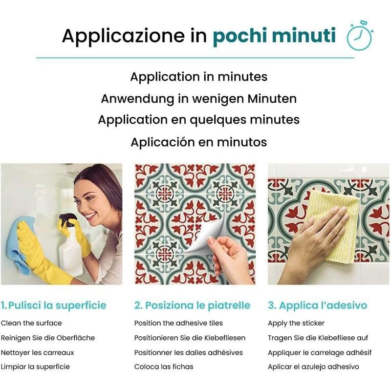 RE-COVERTILES - Tile Stickers Bathroom and Kitchen 24 Pieces 10