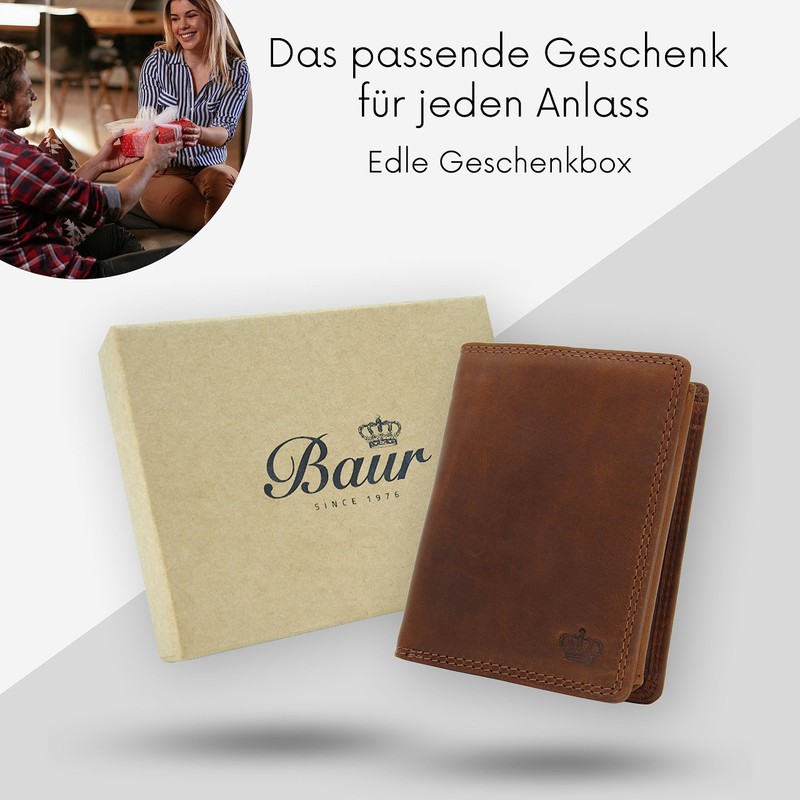Baur Men's Genuine Leather Wallet with RFID Protection Large Wallet