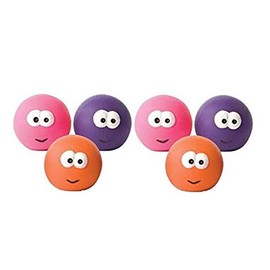 GoodBoy NEW 6 PCK 7 CM LATEX FACE BALLS BIG EYES DOG PUPPY SQUEAKY TOY 08383