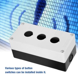 BX3 22 mm Switch Box, Three-Hole Push Button Switch Control, Protective Cover, Waterproof (White)