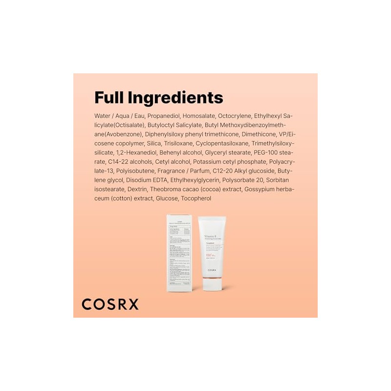 COSRX Vitamin E Sunscreen 2 Pack, Natural Glow Face Sunscreen