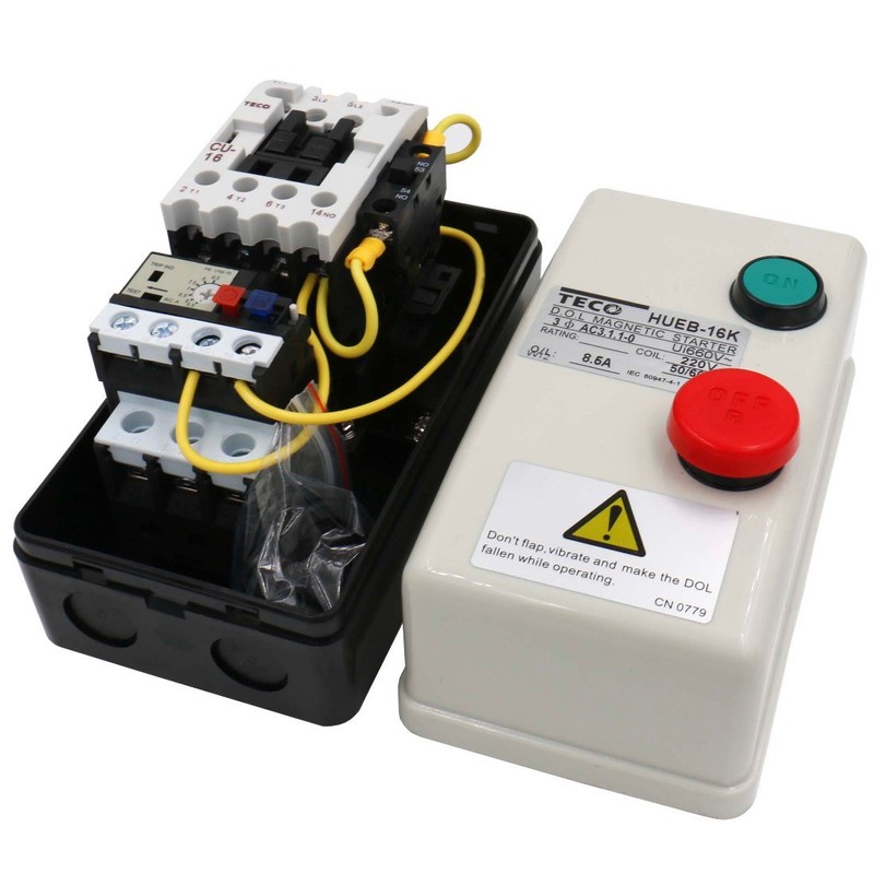 Baomain Magnetic Starter HUEB-16K AC 220V Coil 5.5-8.5A 3-Pole Push