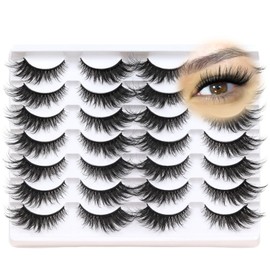 Losha Losha Lashes Fluffy Cat Eye Lashes 14 Pairs False Eyelashes 6D Volume Faux Mink Lashes that Like Lash Extensions Soft Reusable Fake Eyelashes (704-14P)