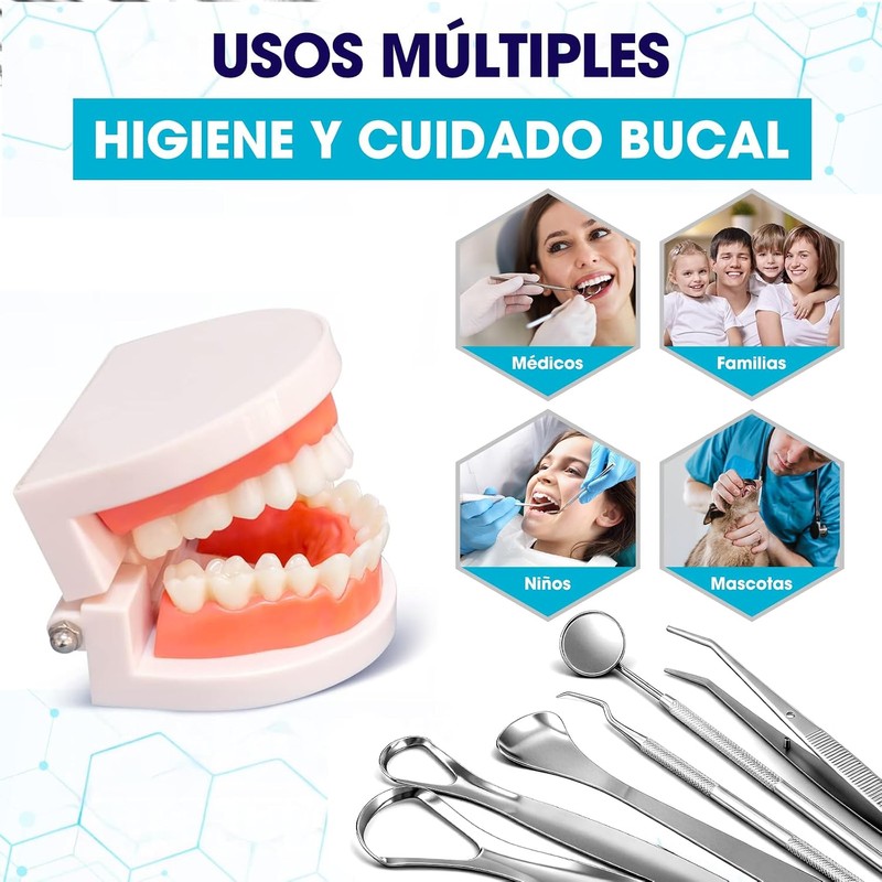 Raspador de Lengua de Acero Inoxidable Kit de 7 Piezas