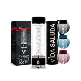 VIDA SALUDA Premium Hydrogen Water Bottle – Portable Hydrogen Water Machine – Premium Titanium – Alkaline Self-Cleaning – Ionized Hydro Generator Bottle – (500 Millilitres / 17 Ounces Capacity)