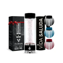 VIDA SALUDA Premium Hydrogen Water Bottle – Portable Hydrogen Water Machine – Premium Titanium – Alkaline Self-Cleaning – Ionized Hydro Generator Bottle – (500 Millilitres / 17 Ounces Capacity)