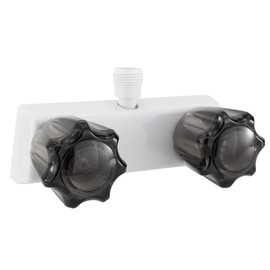 RecPro RV Shower Valve | 4 Inch Shower Diverter | White with Smoke Crystal Knobs