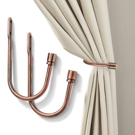 Sujetadores de cortina de latón, 2 unidades, alzapaños para cortinas de pared con tornillos, gancho decorativo de metal resistente para cortinas de ventana