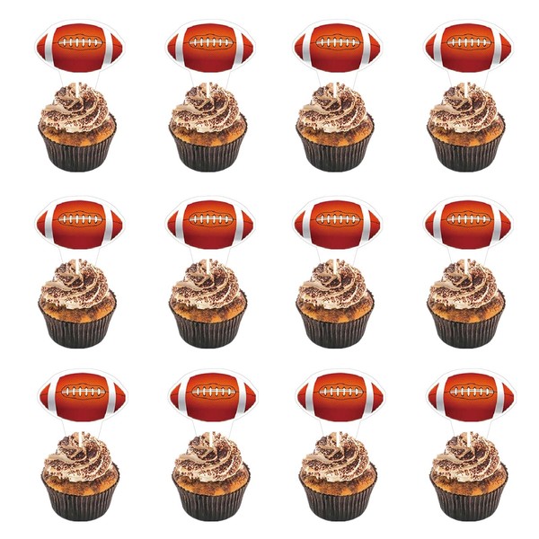 Suministros para fiestas de fútbol, 24 piezas de decoración para cupcakes de fútbol, decoración temática de rugby, decoración de fiesta de cumpleaños (6 - Fútbol)