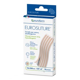 EUROSUTURE - Skin Closure, Hypoallergenic, Reinforced, Round Ends, 1/2 x 4 inch, 12 Strips per Box (Tan Color)