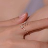 Bungsa® Letter Ring, Silver with Crystals, Bendable Finger Ring /