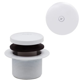 Westbrass D93-50 1-1/2" Coarse Thread Tip-Toe Bathtub Drain Plug Trim Set with One-Hole Overflow Faceplate, 1-Pack, Powder Coat White