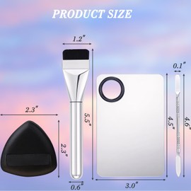 4 Pcs Makeup Mixing Palette Set, Stainless Steel Makeup Palette & Spatula Set, Stainless Steel Cosmetic MakeupPalette Foundation Mixing Palette for MakeupArtist Tools, Mixing Foundation Art MakeupTool
